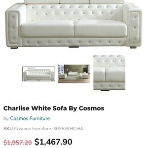 Cosmos Furniture Elegant White Sofa